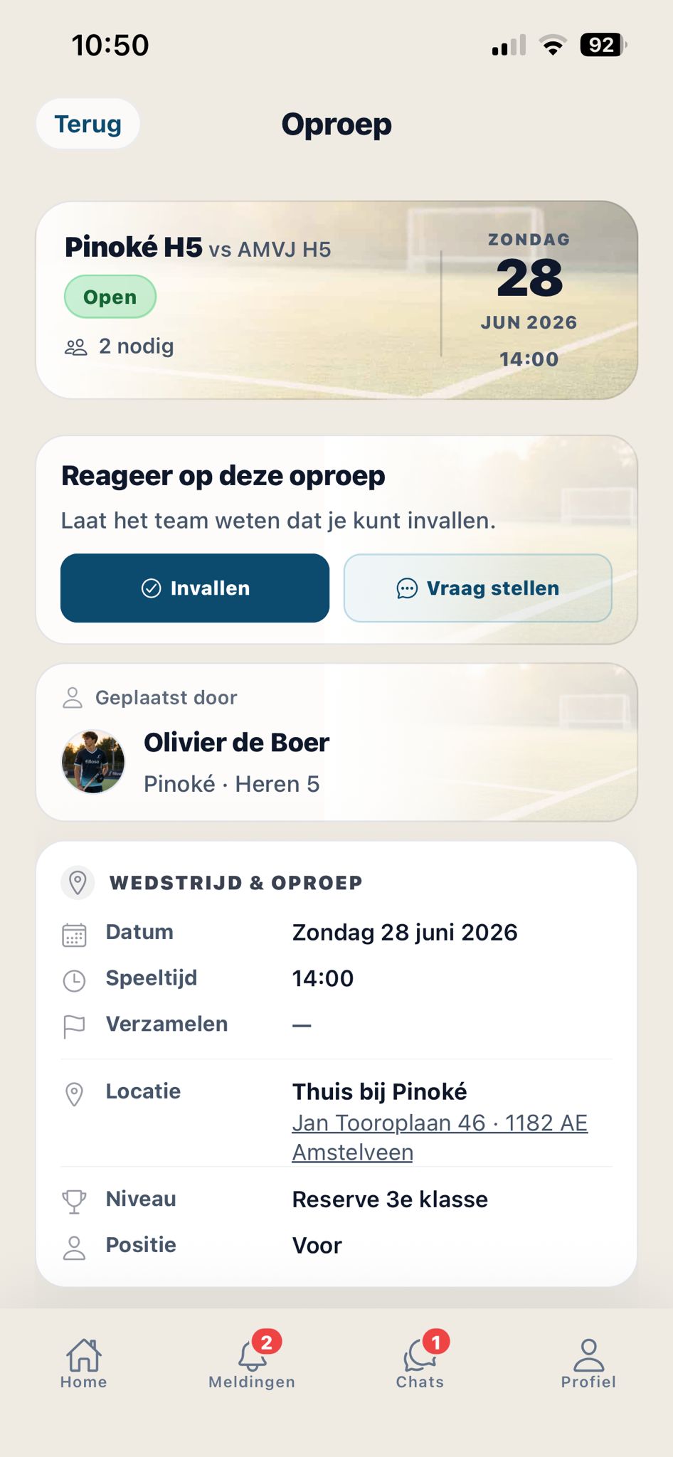Wedstrijd details in Fillosa